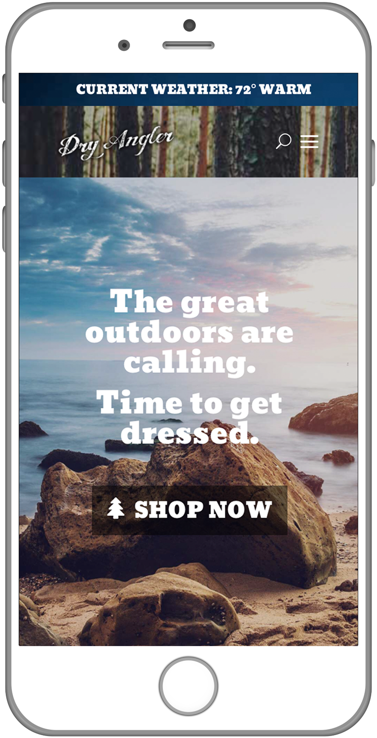 Preview image of Dry Angler Apparel homepage on mobile