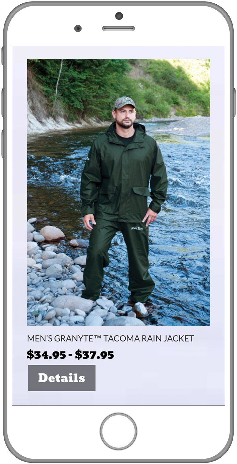 Preview image of Dry Angler Apparel product category page on mobile