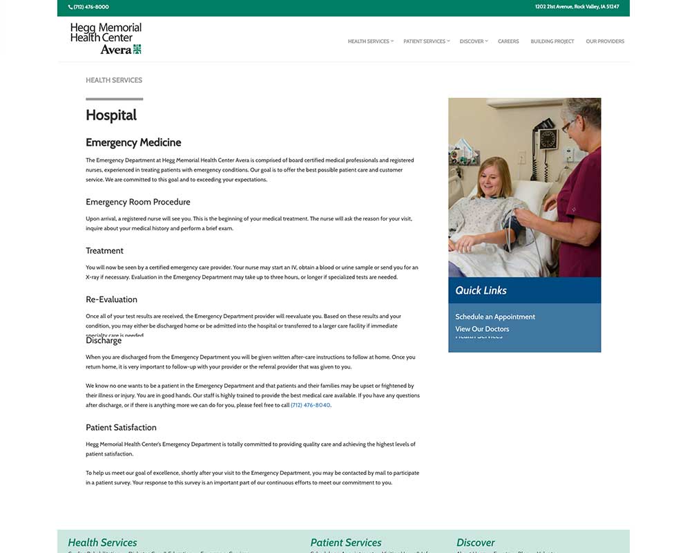 Preview image of Hegg Memorial Health Center inner page