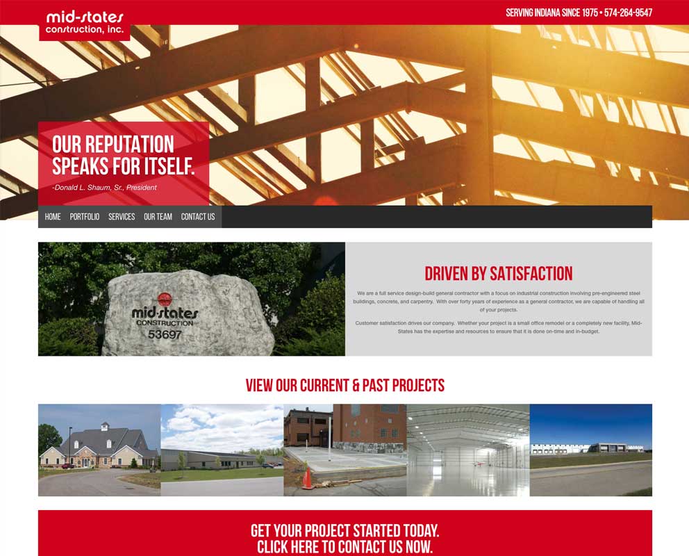 Preview image of Mid-States Construction homepage