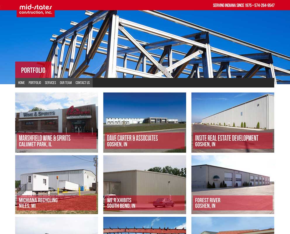 Preview image of Mid-States Construction portfolio page