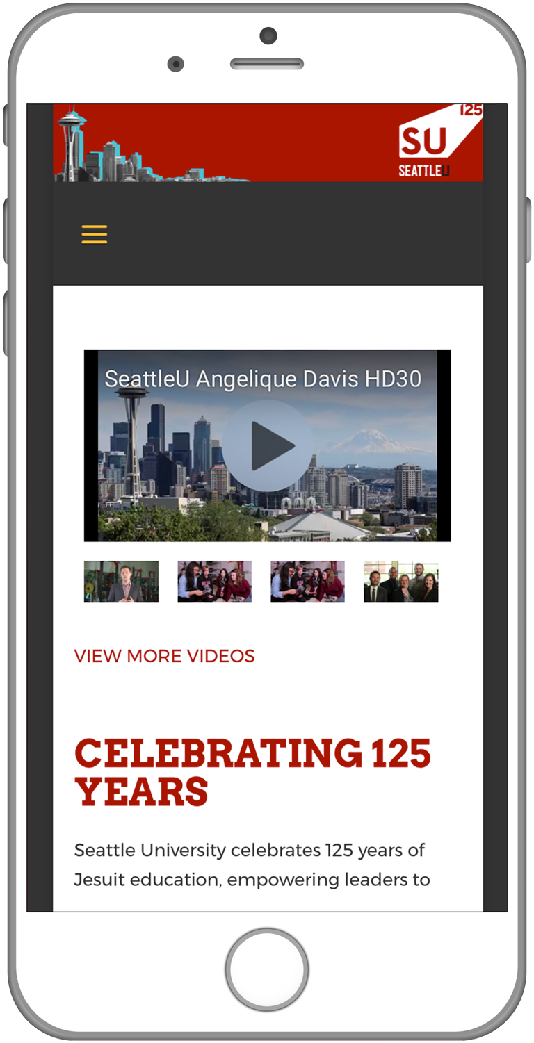 Preview image of Seattle University Stories homepage on mobile